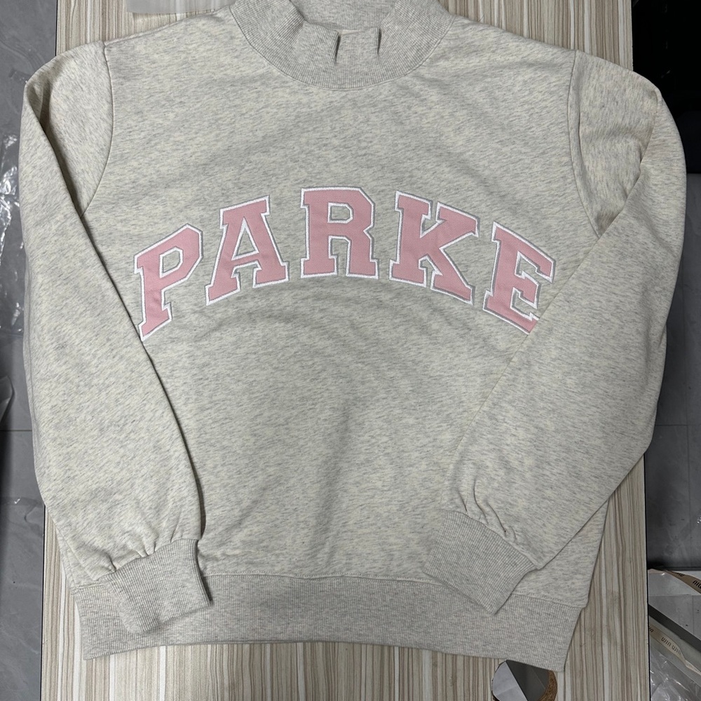 Women's Cream Sweatshirt with Pink Lettering